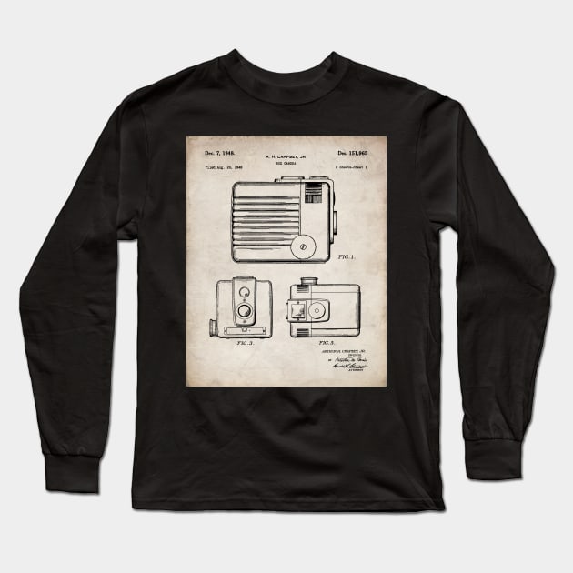 Box Camera Patent - Photographer Photography Fan Art - Antique Long Sleeve T-Shirt by patentpress